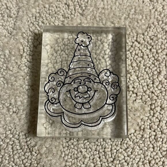 Provo Craft Clown Head Rubber Stamp Acrylic Cling Mounted Cling Stamp - Picture 3 of 4